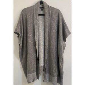 Eileen Fisher Womens Short Sleeve Grey Cardigan Org Cotton Org Linen Blend XLT‎